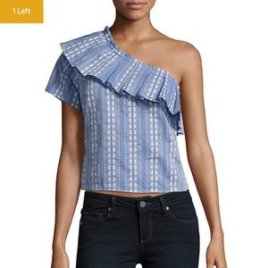 $138 msrp NWT splendid one shoulder flounce top xs